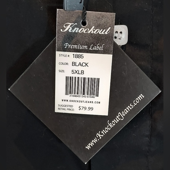 Knockout Premium Label Black Long Sleeve Dress Shirt Size 5XLB NWT - Picture 2 of 8